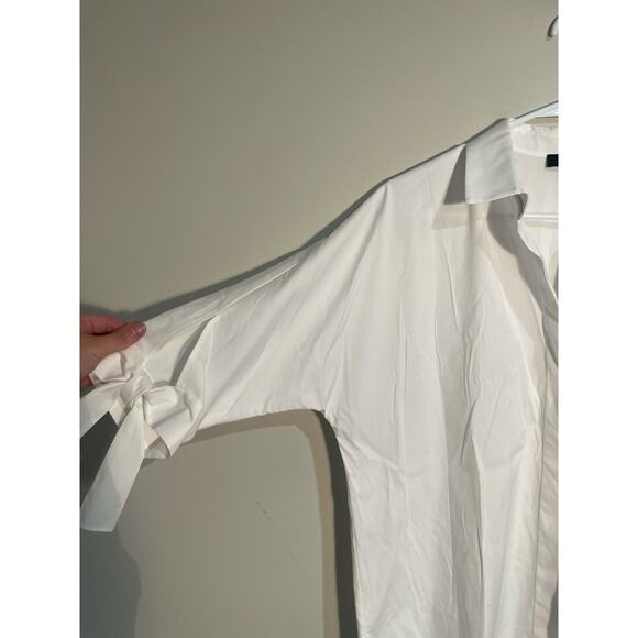 Lafayette 148 White Button Down Short Tie Sleeve Top Size Small - Picture 6 of 11